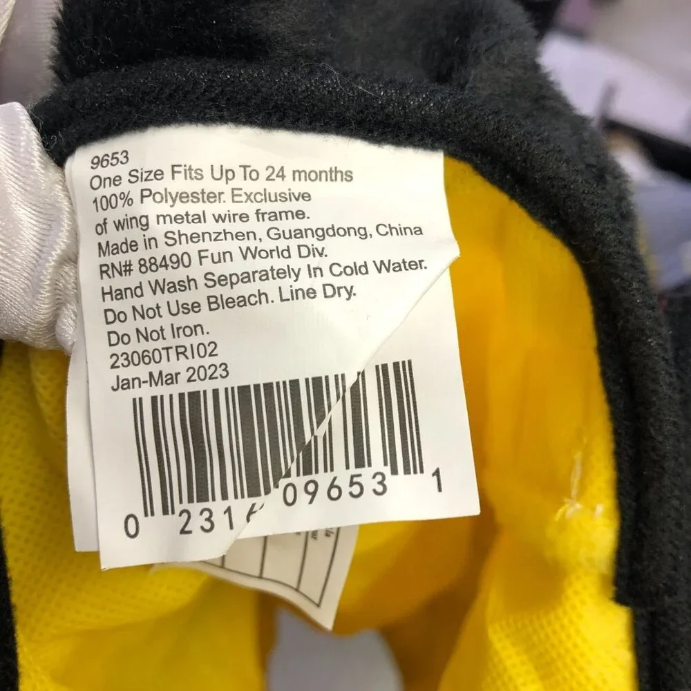 Baby BumbleBee Costume One Size 18-24M 12-18M Petit Bourdon With‎ Wings Yellow